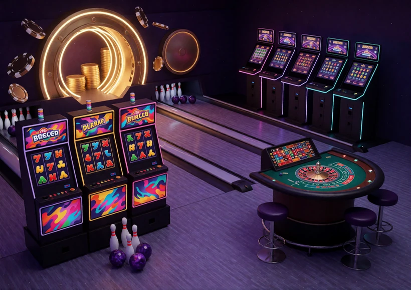 Geordnete Casino-Lobby mit Slots, Live-Tischen, Jackpot- und Instant-Game-Bereichen f&uuml;r Casino Spiele